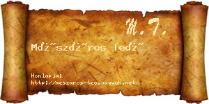 Mészáros Teó névjegykártya